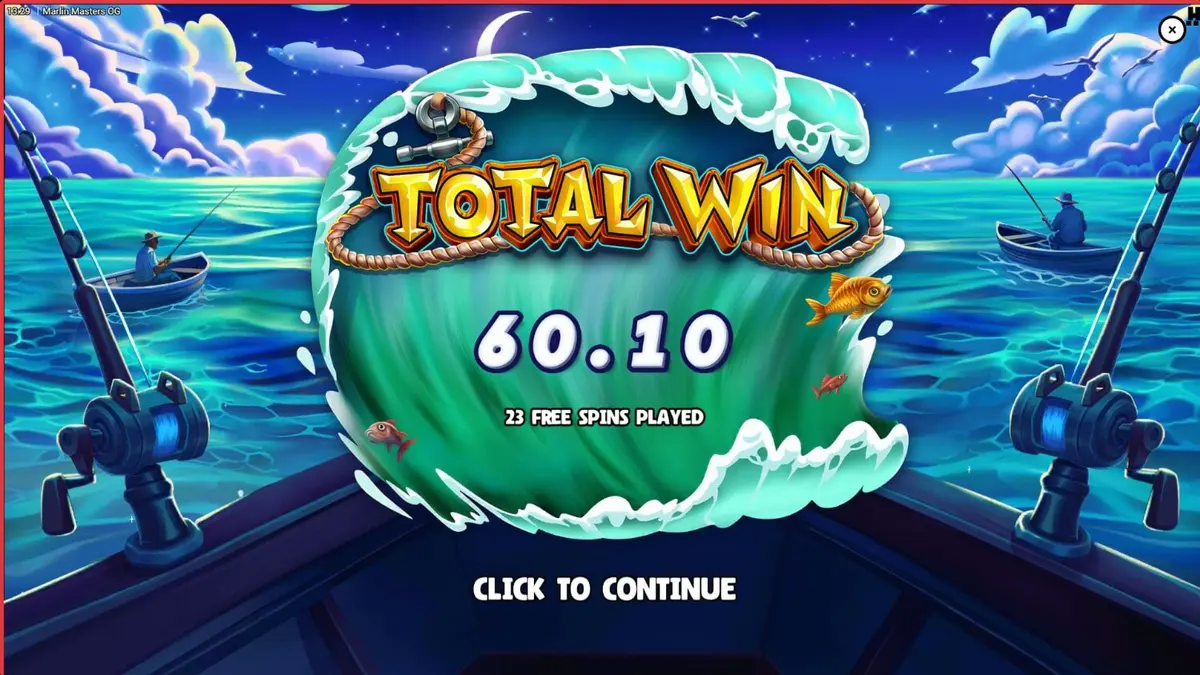Pemandangan laut tropis dan kapal nelayan dalam slot Marlin Masters OG